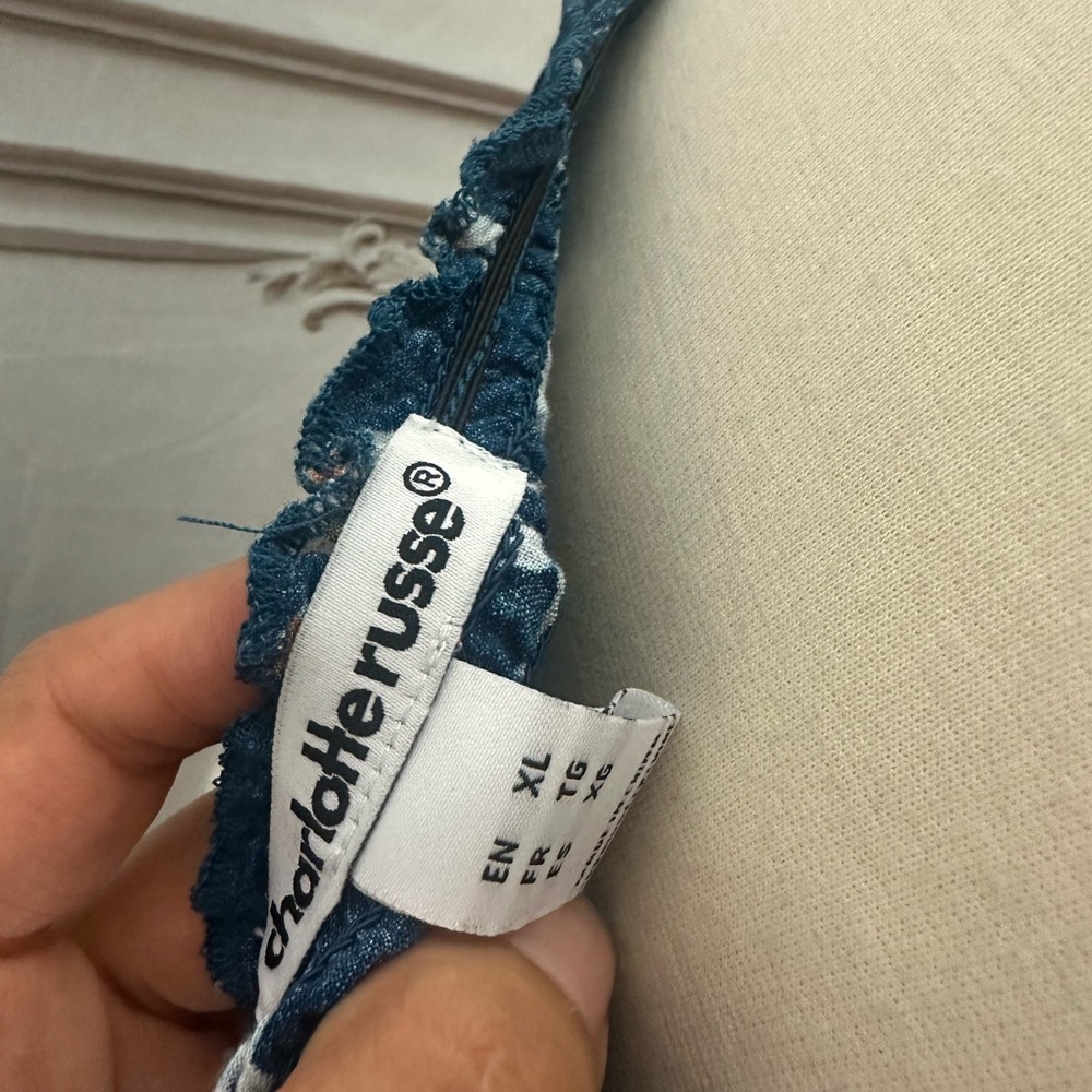 3 for $36 Sale! Charlotte Russe Blue Floral Strapless Midi Dress - Picture 7 of 7